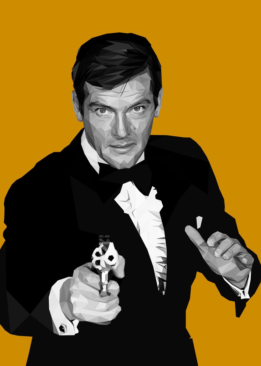 'roger moore' Poster by Lowpoly Posters | Displate