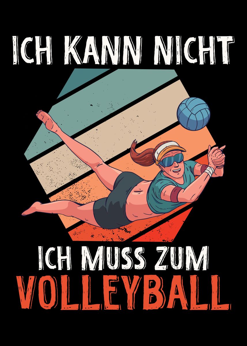 'Funny Volleyball Beach' Poster, picture, metal print, paint by