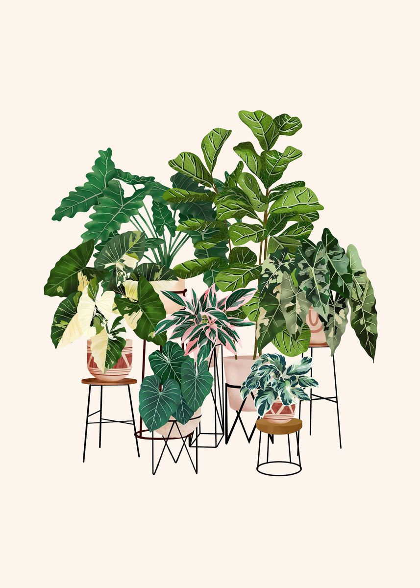 'House Plants Gang' Poster, picture, metal print, paint by Gush Art ...