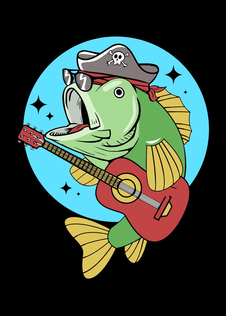 Funny Playin' Bass Guitar Player Gift Bass Fish Fishing Tee - Funny Bass  Guitar Player - Posters and Art Prints