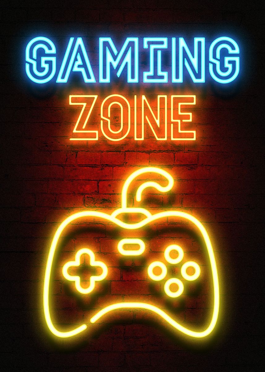 'neon video games' Poster, picture, metal print, paint by Panda | Displate