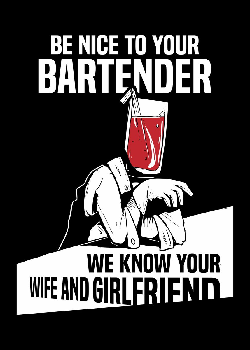 'barkeeper bar bartender' Poster, picture, metal print, paint by