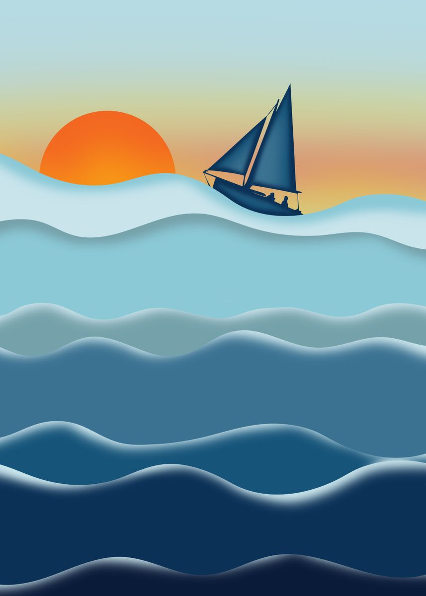 'Sailboat Sunset' Poster by Inspired Images | Displate