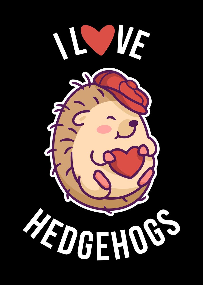 I Love Hedgehogs Poster By Catrobot Displate