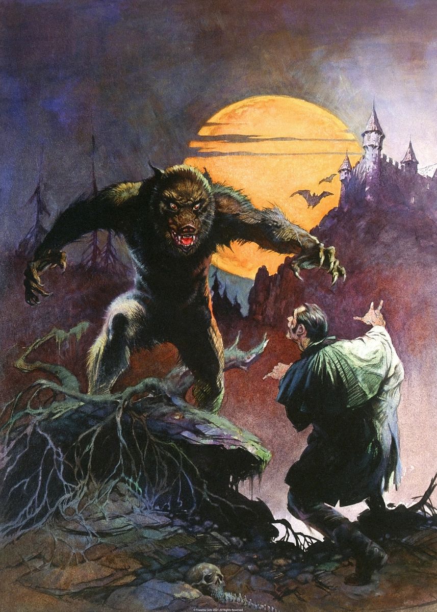 'Wolfman' Poster, picture, metal print, paint by Frank Frazetta | Displate