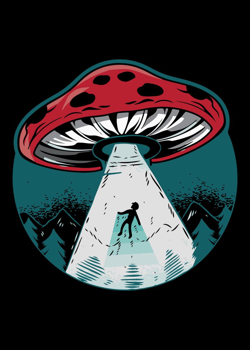 'Mushroom Ufo' Poster by Michael | Displate