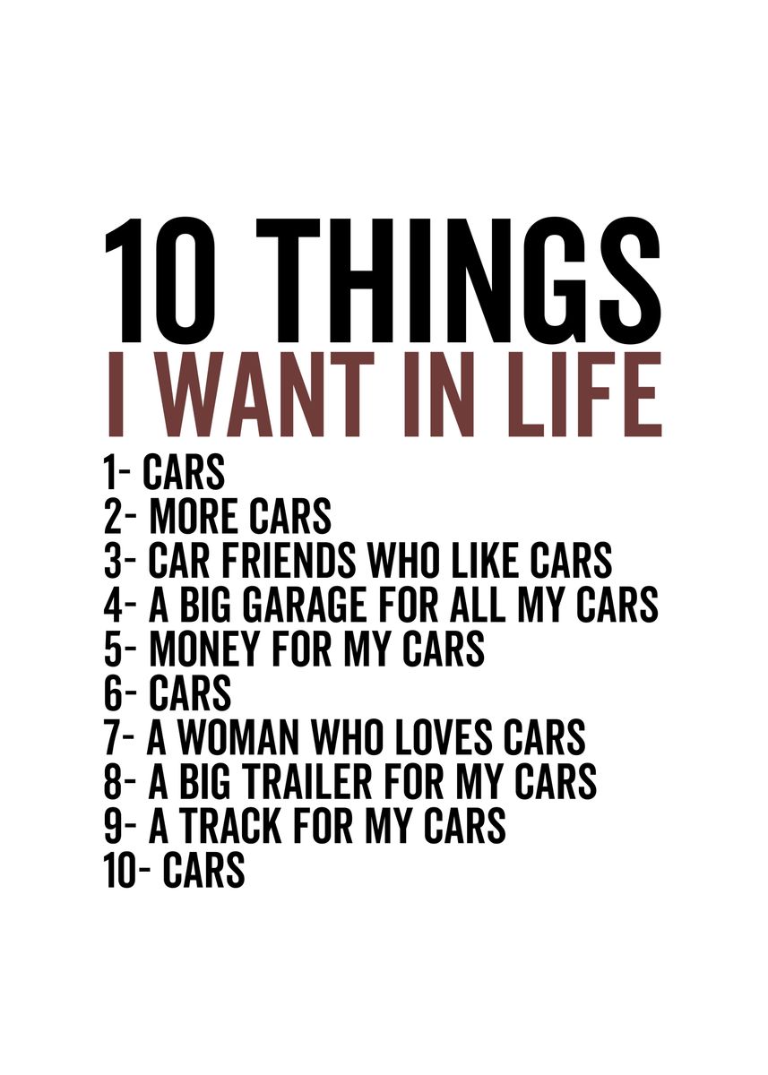 '10 Things I Want in Life' Poster, picture, metal print, paint by ...