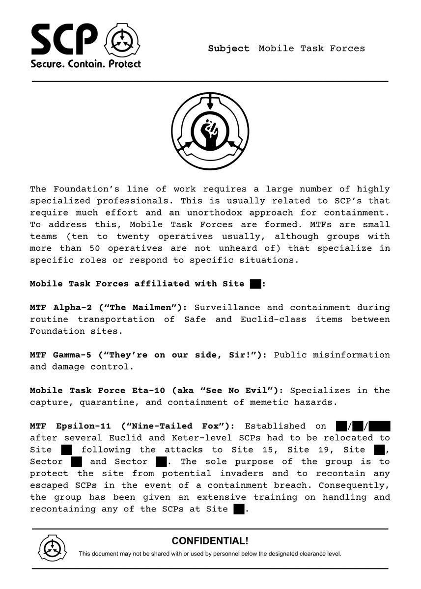 Just a general question abt wtf is the mobile task force : r/SCP