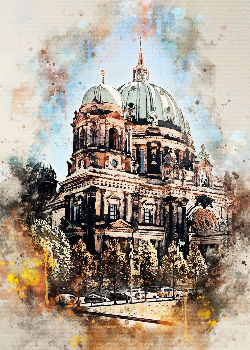 'Berlin Germany Watercolor' Poster, picture, metal print, paint by ...