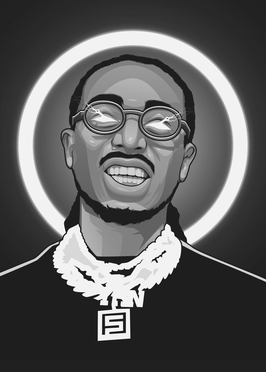 'Quavo Grayscale' Poster, picture, metal print, paint by Colorize ...