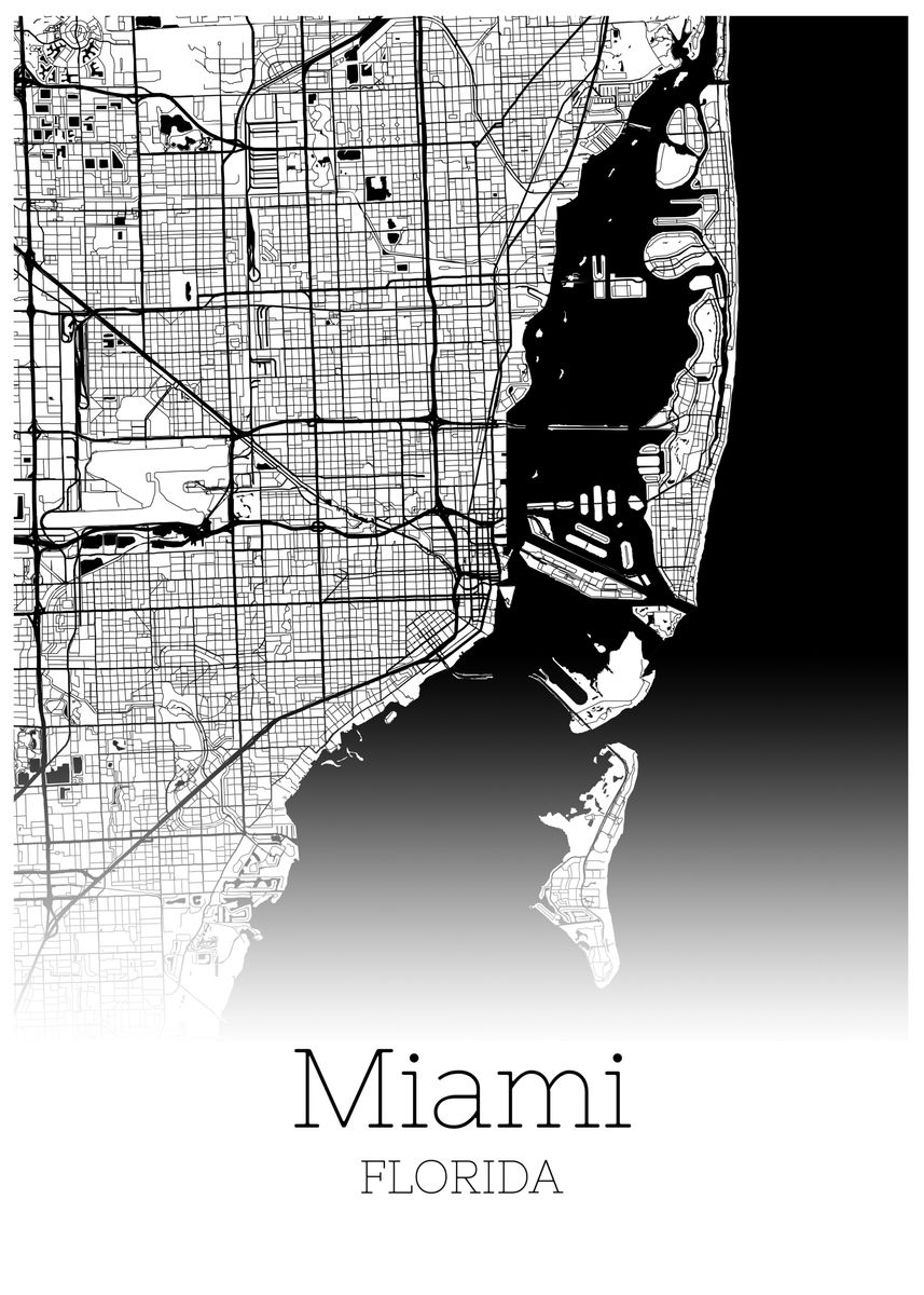 'Miami Florida city map' Poster by RelDesign Displate