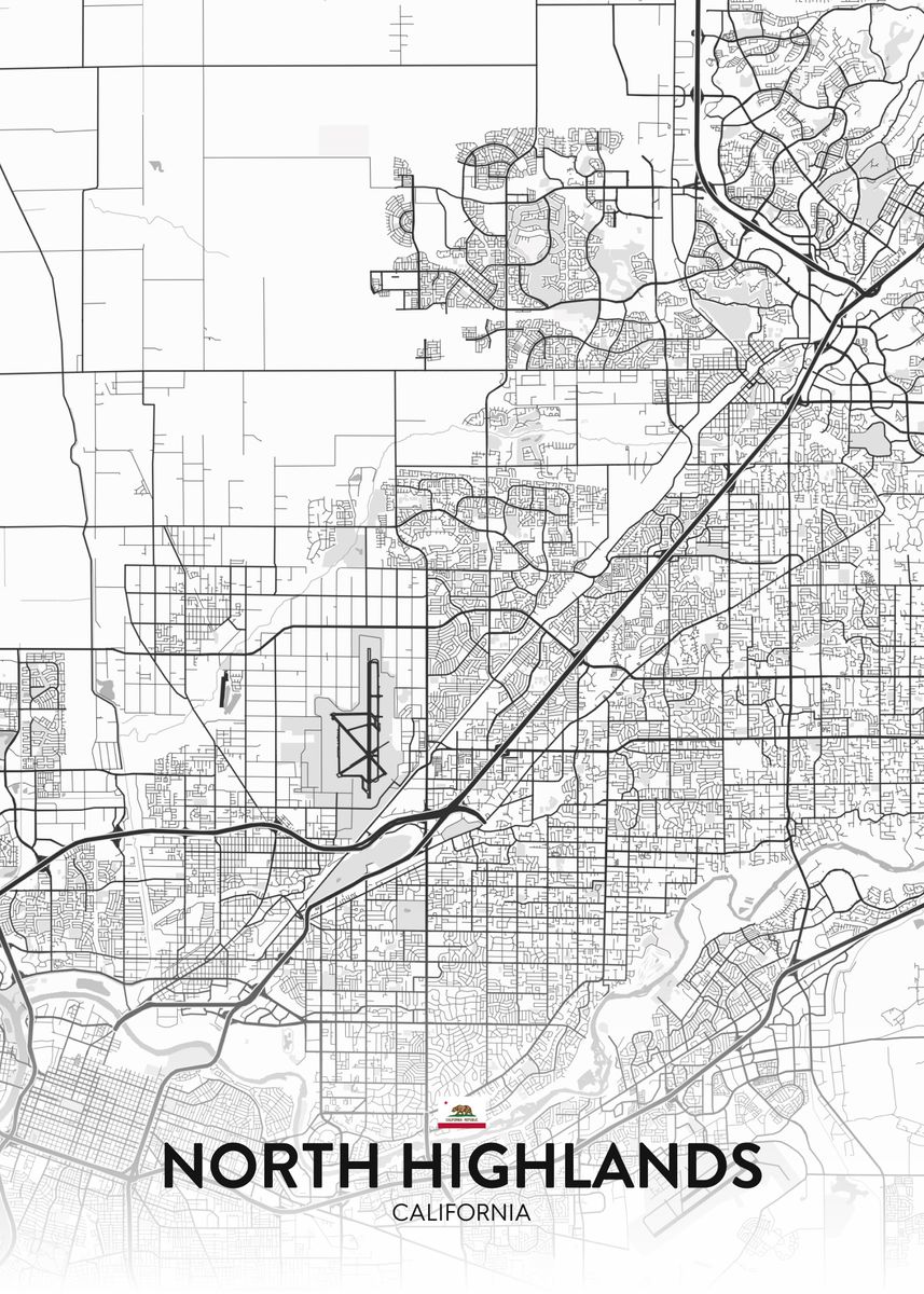 'North Highlands CA' Poster, picture, metal print, paint by IMR Designs