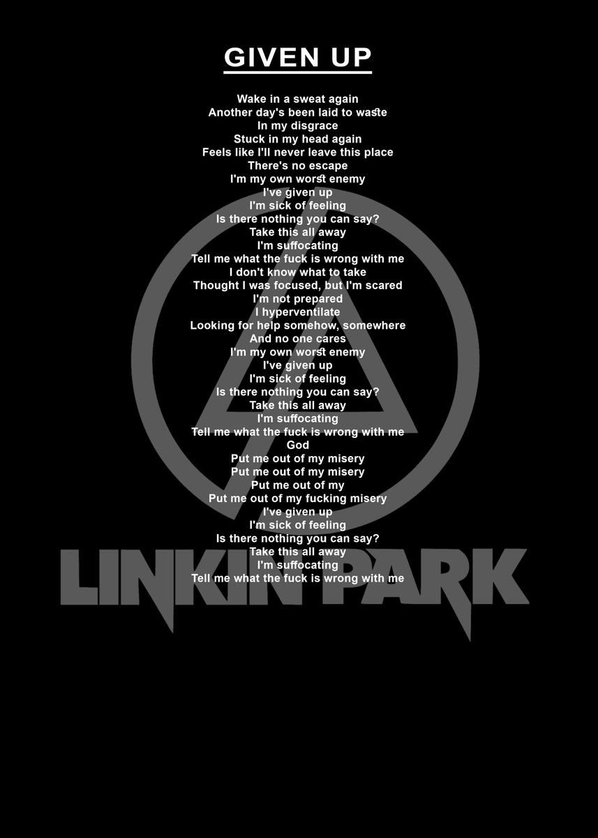 Lyric Linkin Park Poster Picture Metal Print Paint By Rijis Art