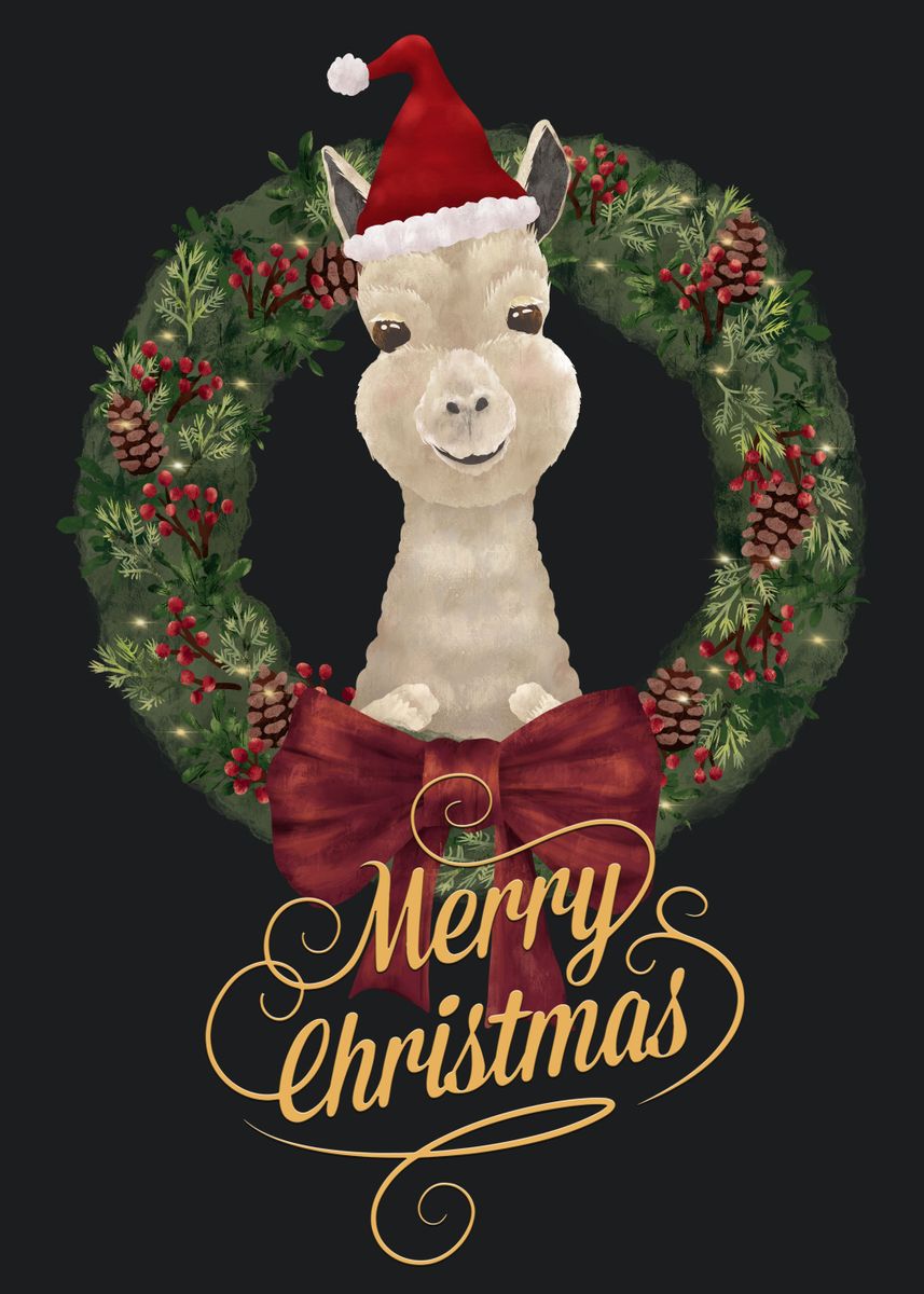 ‘Merry Christmas Llama ’ Poster by XandYart | Displate