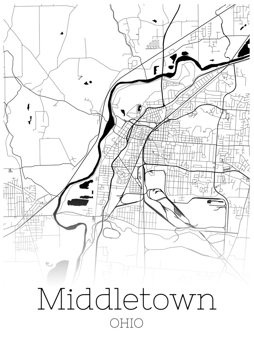 'Middletown Ohio city map' Poster, picture, metal print, paint by
