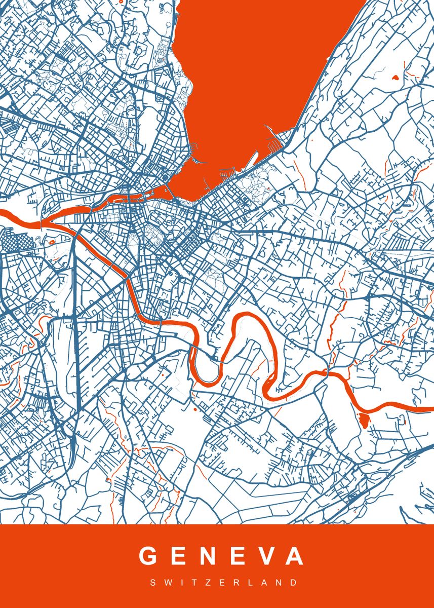 'Geneva City Map Italia' Poster by UrbanMaps | Displate