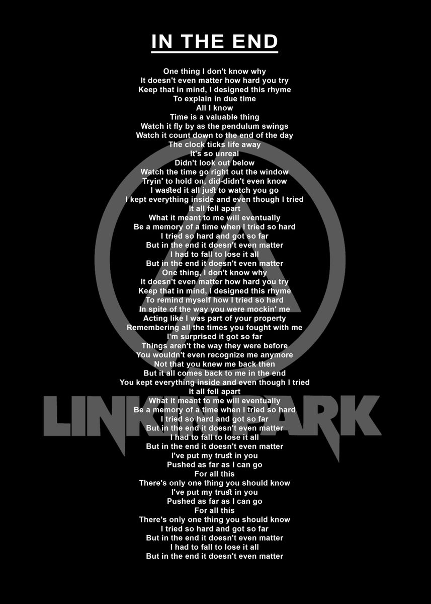 Lyric linkin park' Poster, picture, metal print, paint by Rijis