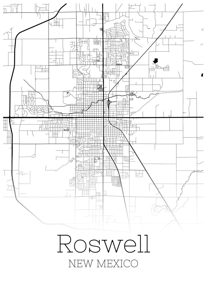 'Roswell New Mexico map ' Poster by RelDesign Displate