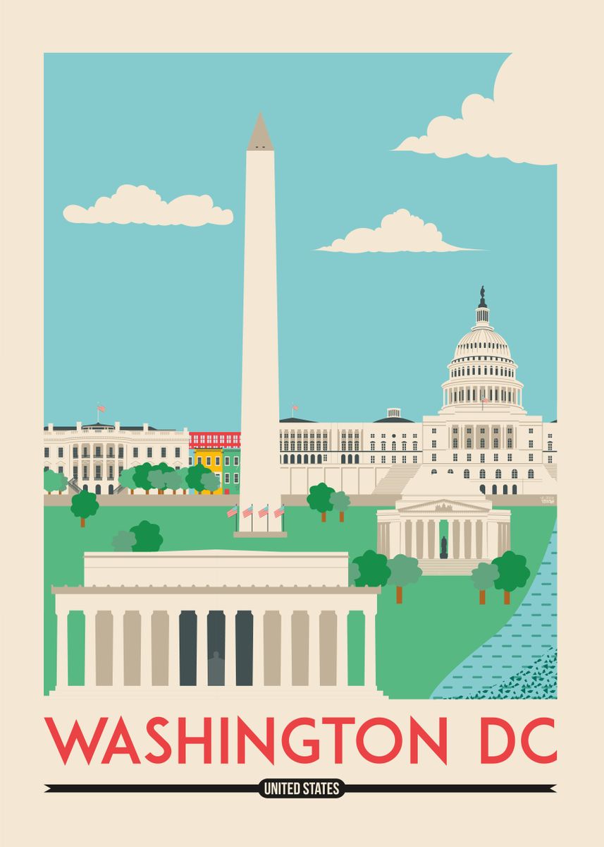 'Washington DC Cityscape' Poster, picture, metal print, paint by The ...