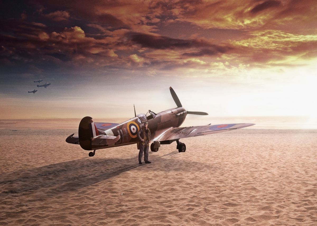 'Dunkirk Spitfire Landing' Poster by Gabriel Gardini Displate