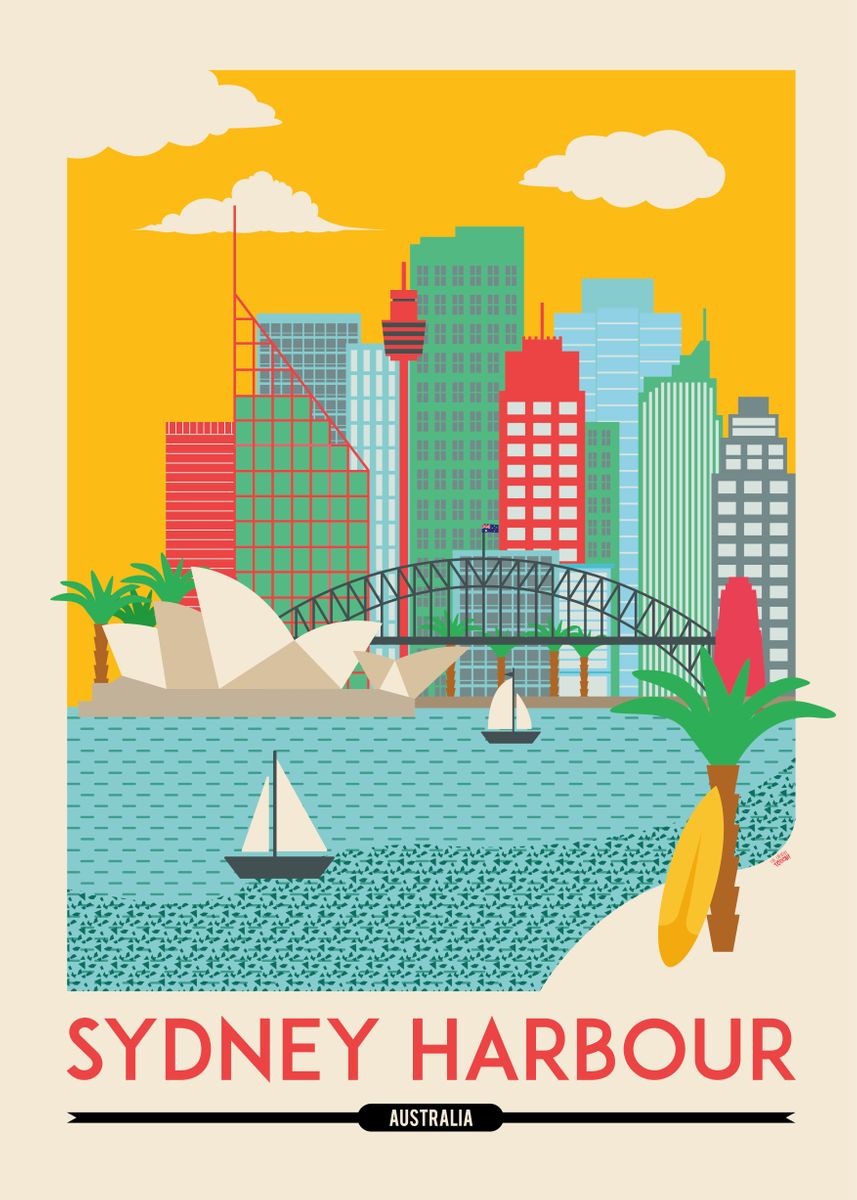 'Sydney Cityscape' Poster by The Creative Toucan Displate