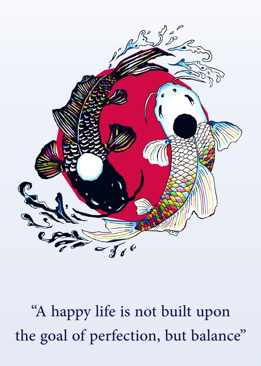 'Koi Fish Yin Yang' Poster by MK STUDIO Displate