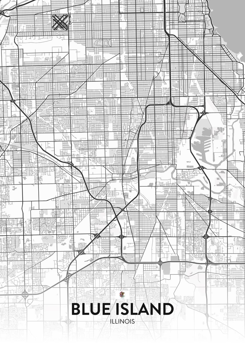 'Blue Island IL' Poster, picture, metal print, paint by IMR Designs