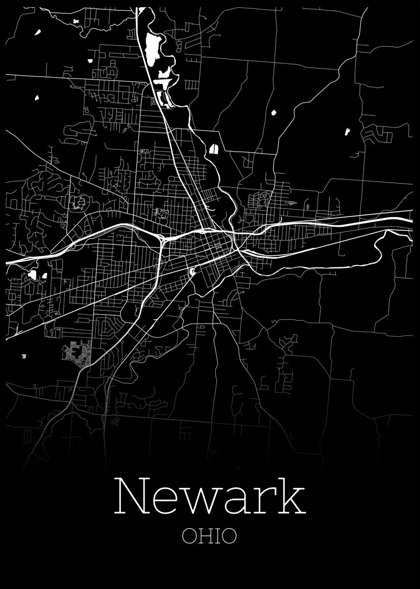 'Newark Ohio Map' Poster, Picture, Metal Print, Paint By RelDesign ...