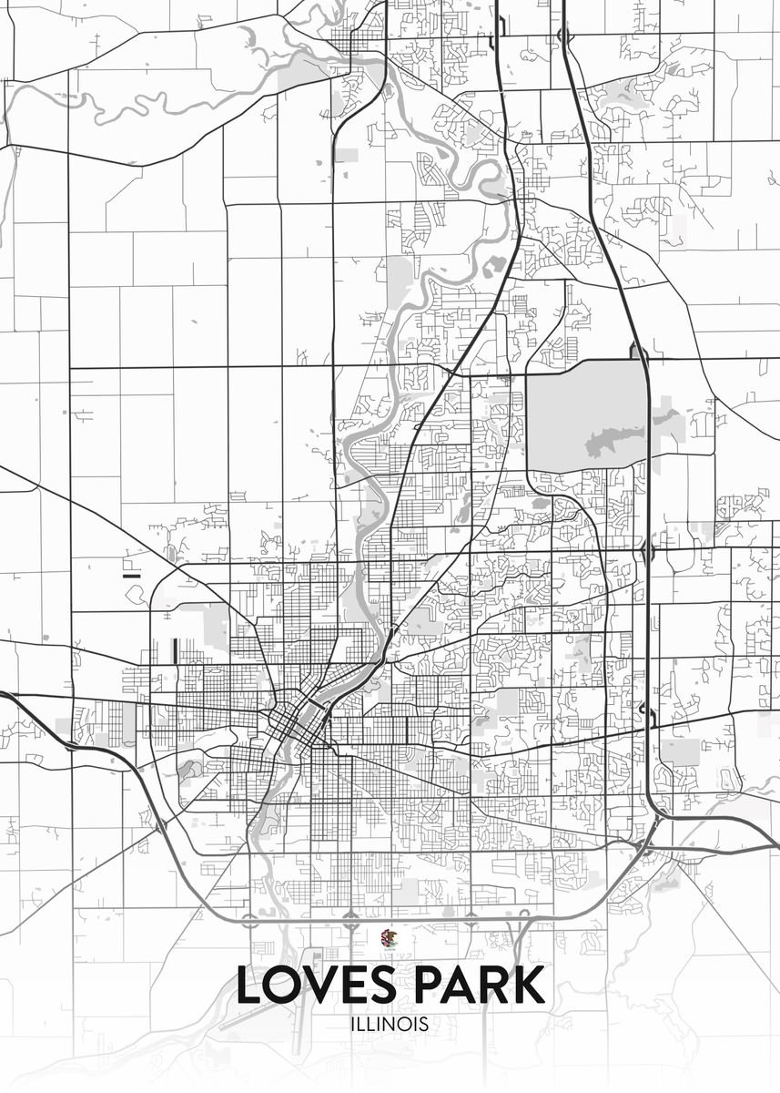 'Loves Park IL' Poster, picture, metal print, paint by IMR Designs