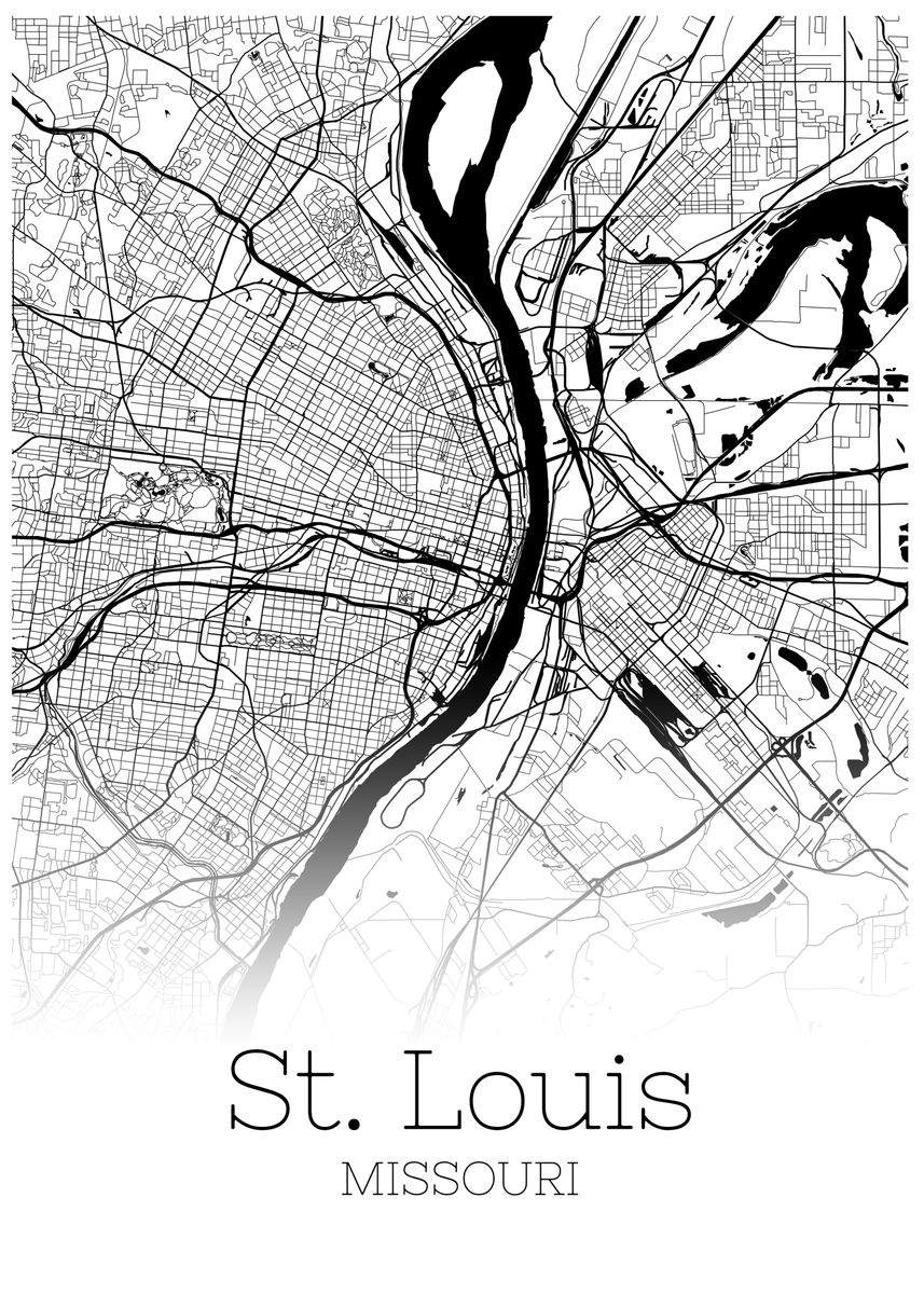 'St Louis Missouri cit map' Poster, picture, metal print, paint by ...