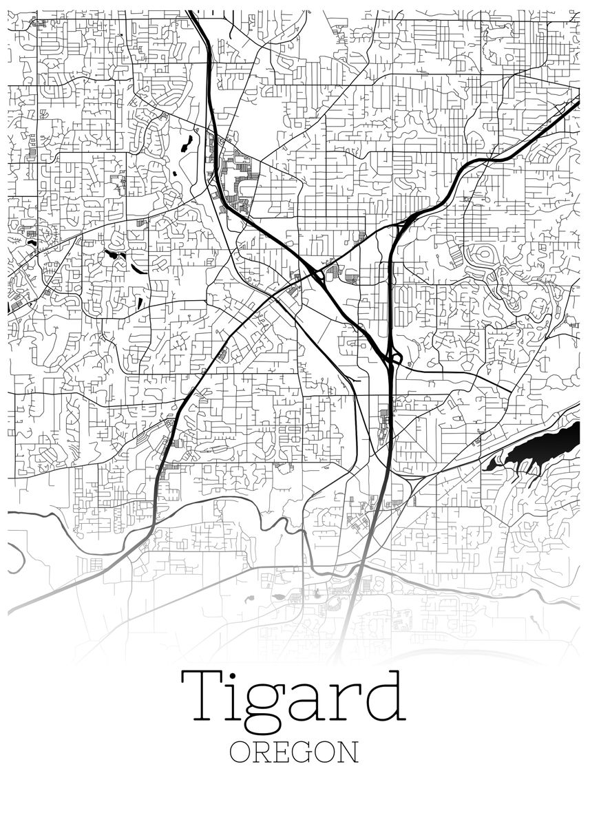 'Tigard Oregon city map' Poster by RelDesign | Displate