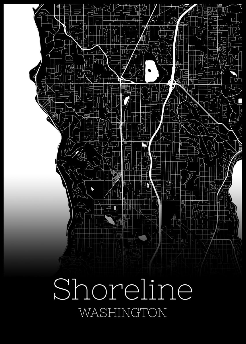 Shoreline Washington Map Poster By Reldesign Displate
