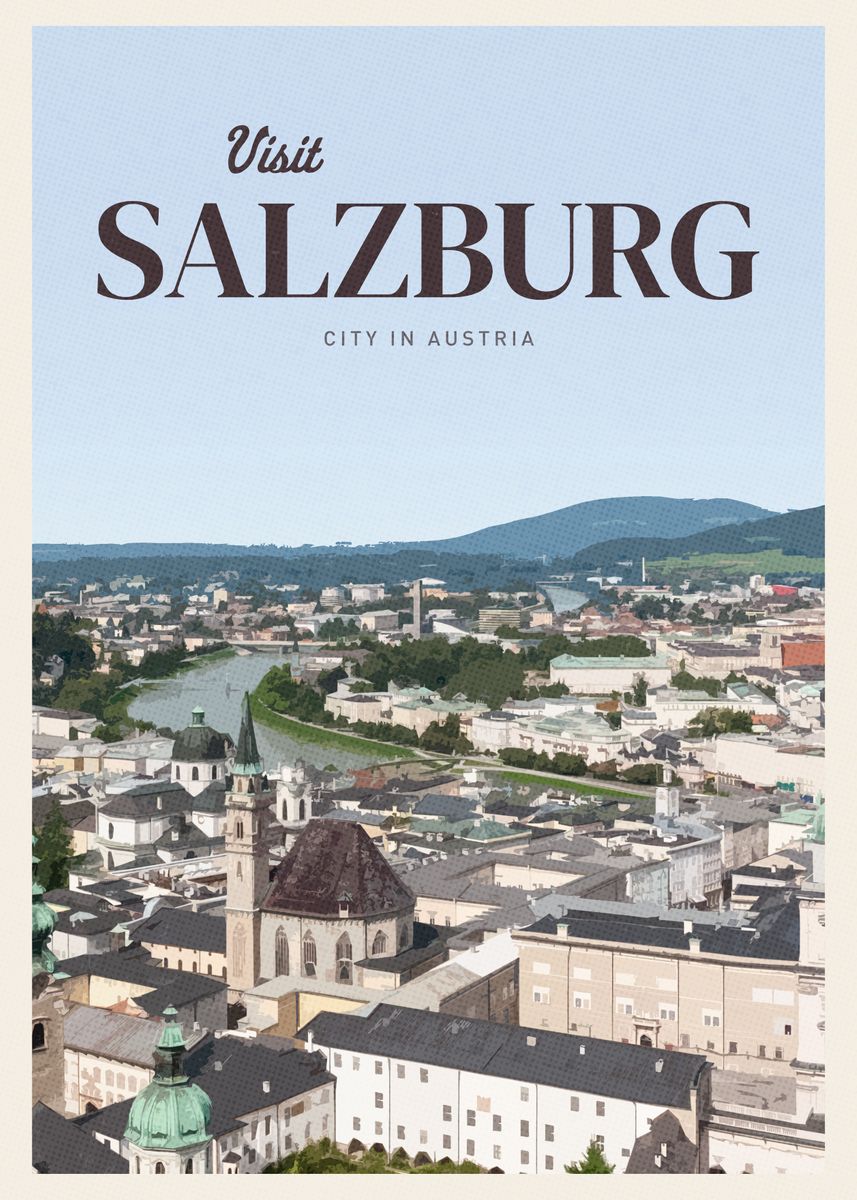 'Visit Salzburg' Poster, picture, metal print, paint by Mercury Club ...