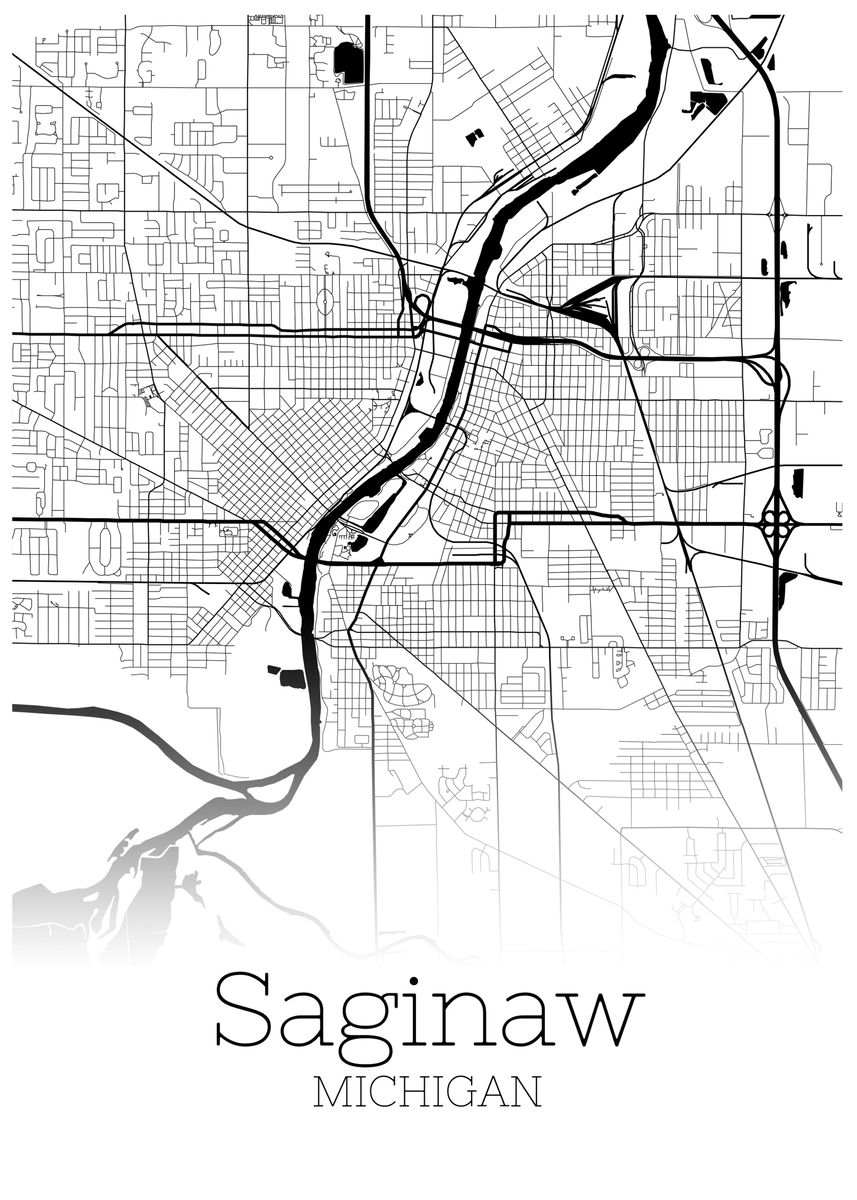 'Saginaw Michigan city map' Poster by RelDesign Displate