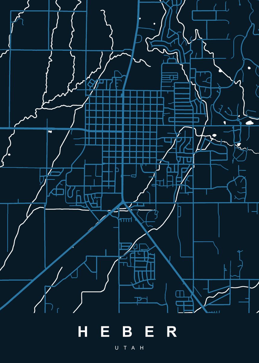'HEBER Map UTAH USA' Poster by UrbanMaps | Displate