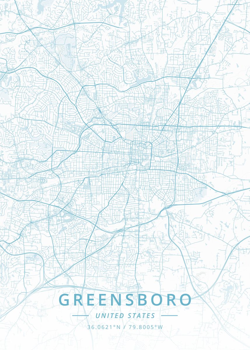 'Greensboro United States' Poster, picture, metal print, paint by ...