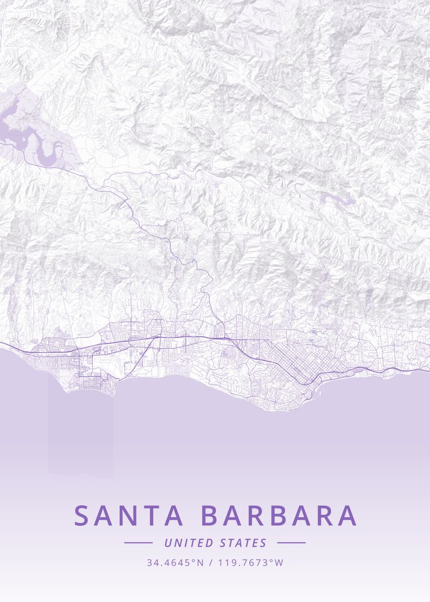 Santa Barbara US Poster Picture Metal Print Paint By Designer Map   624162696df63933b04aa5314c5d2795 7d56ae0267ebb35f753f645f3df23376 