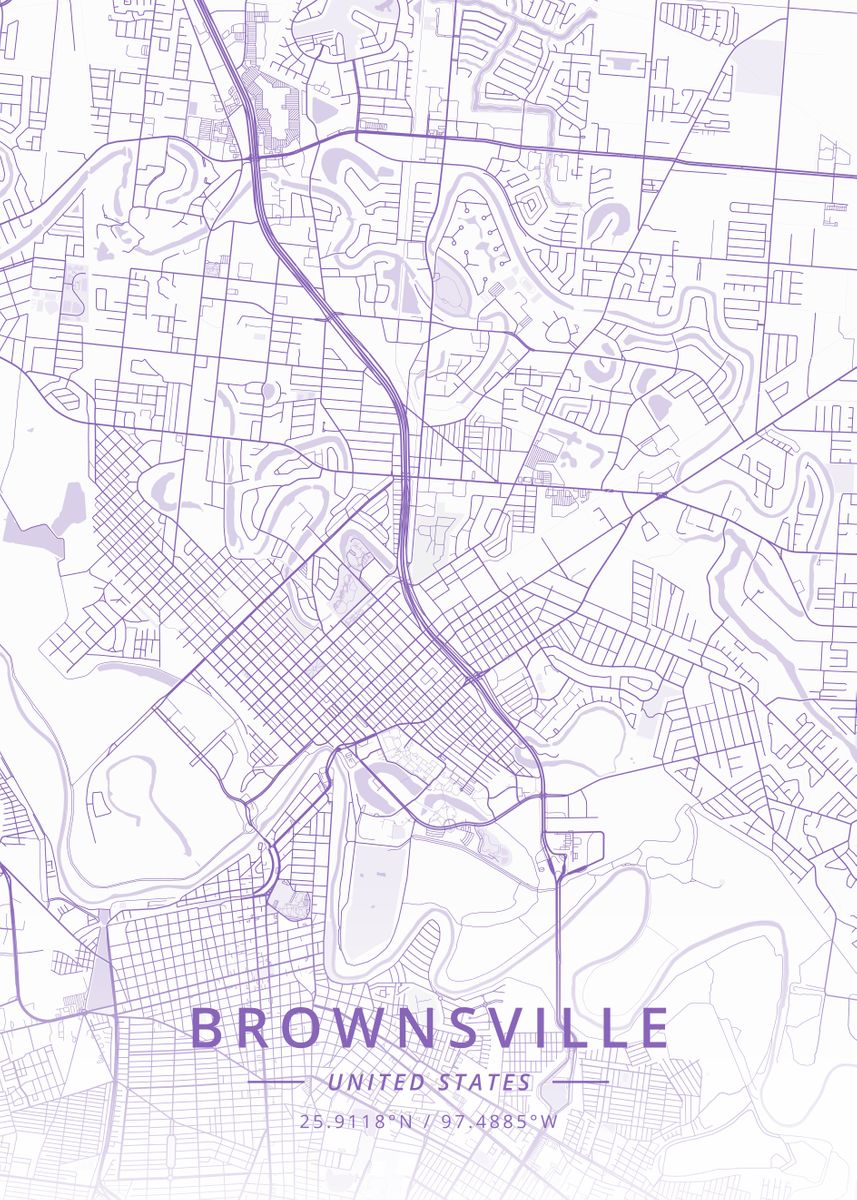 'Brownsville United States' Poster, picture, metal print, paint by Designer Map Art | Displate