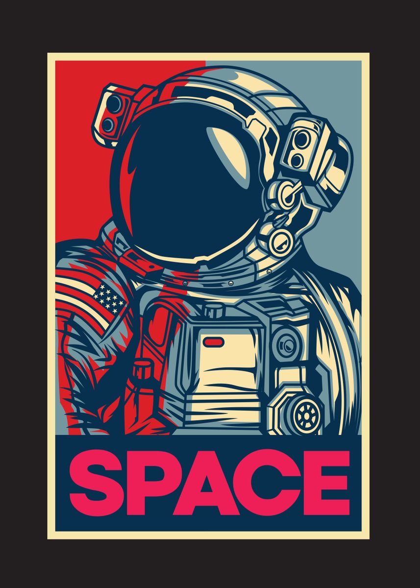 'Retro Astronaut' Poster, picture, metal print, paint by ...