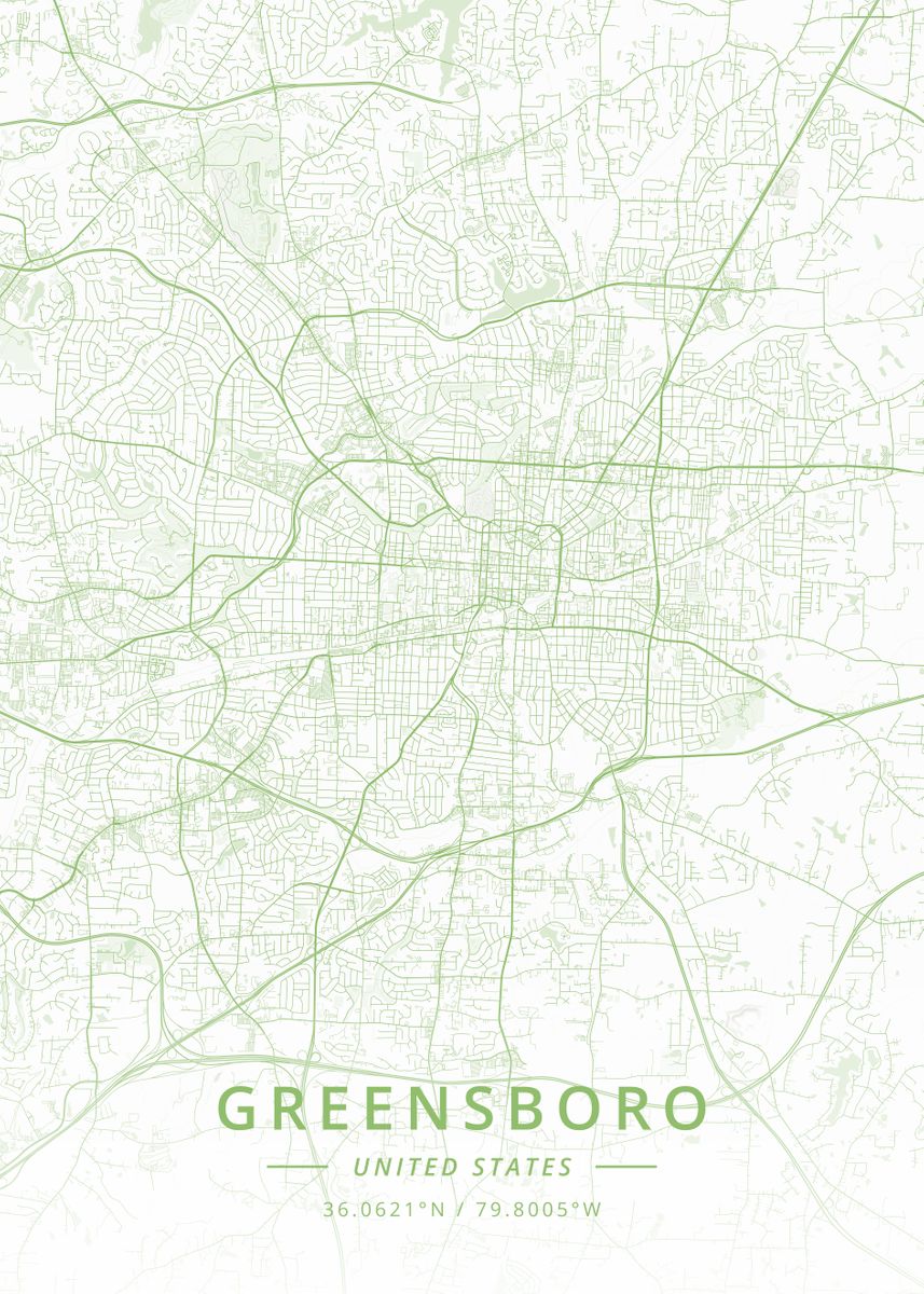 'greensboro United States' Poster By Designer Map Art 