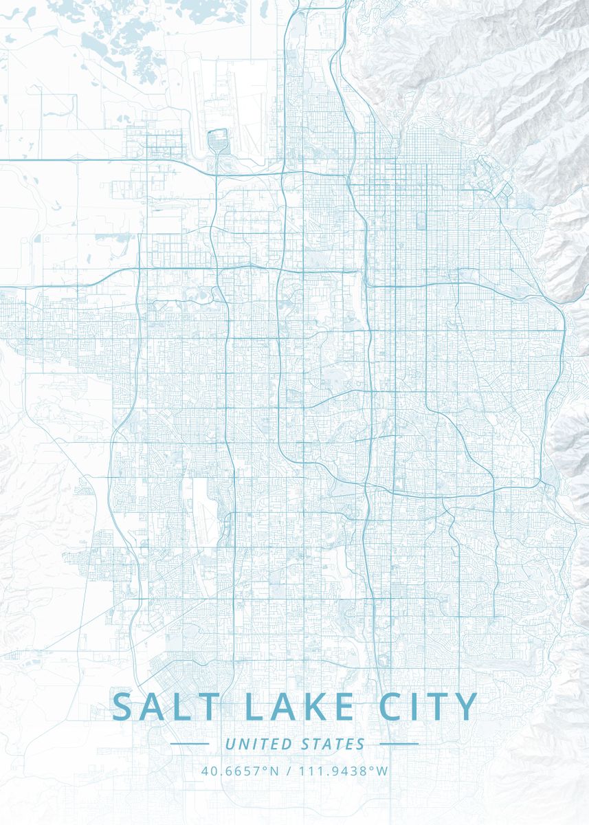 'Salt Lake City US' Poster, picture, metal print, paint by Designer Map ...