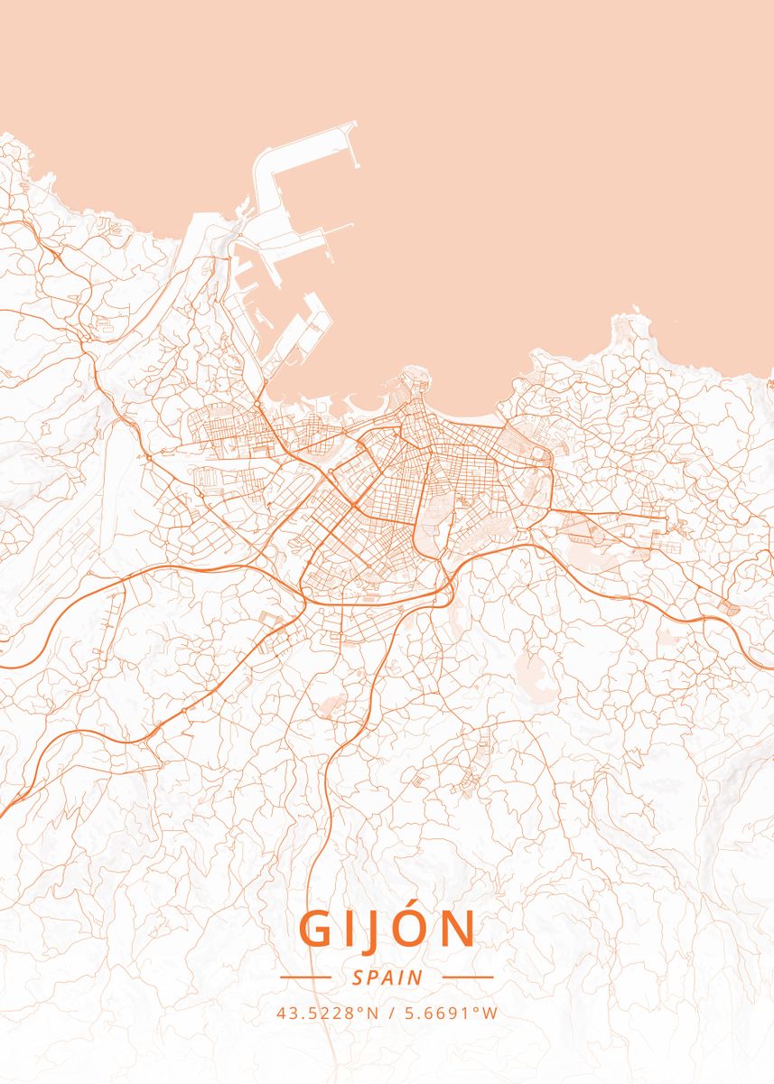 'Gijon Spain' Poster by Designer Map Art | Displate