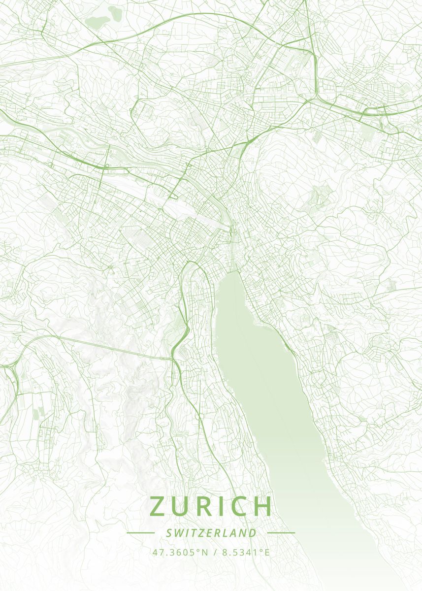 'Zurich Switzerland' Poster by Designer Map Art | Displate