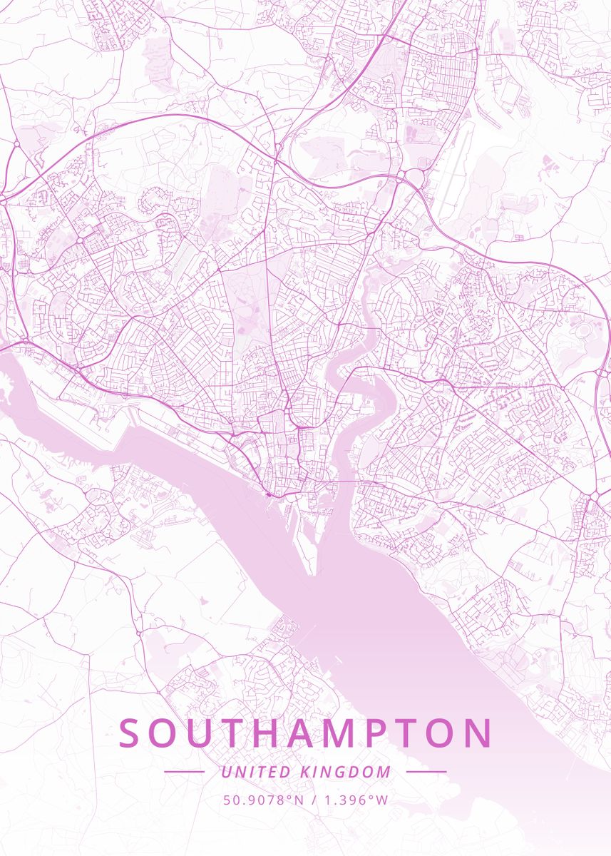 'Southampton United Kingdom' Poster, picture, metal print, paint by ...