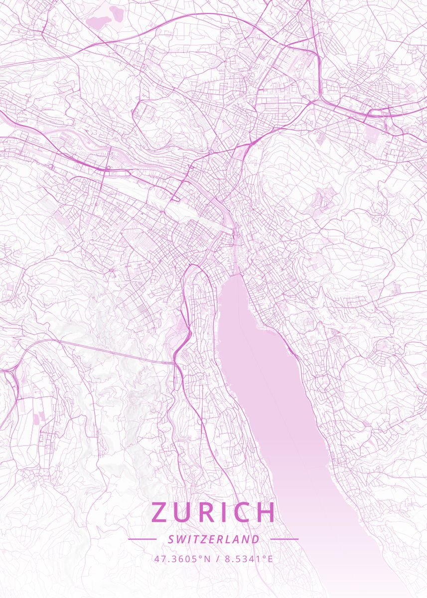 'Zurich Switzerland' Poster by Designer Map Art | Displate