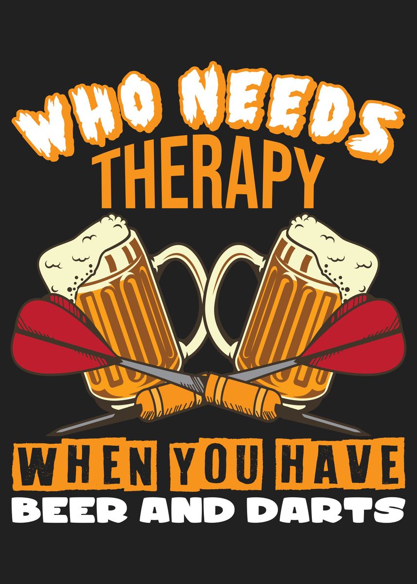 'Darts and Beer' Poster, picture, metal print, paint by maxdesign Displate