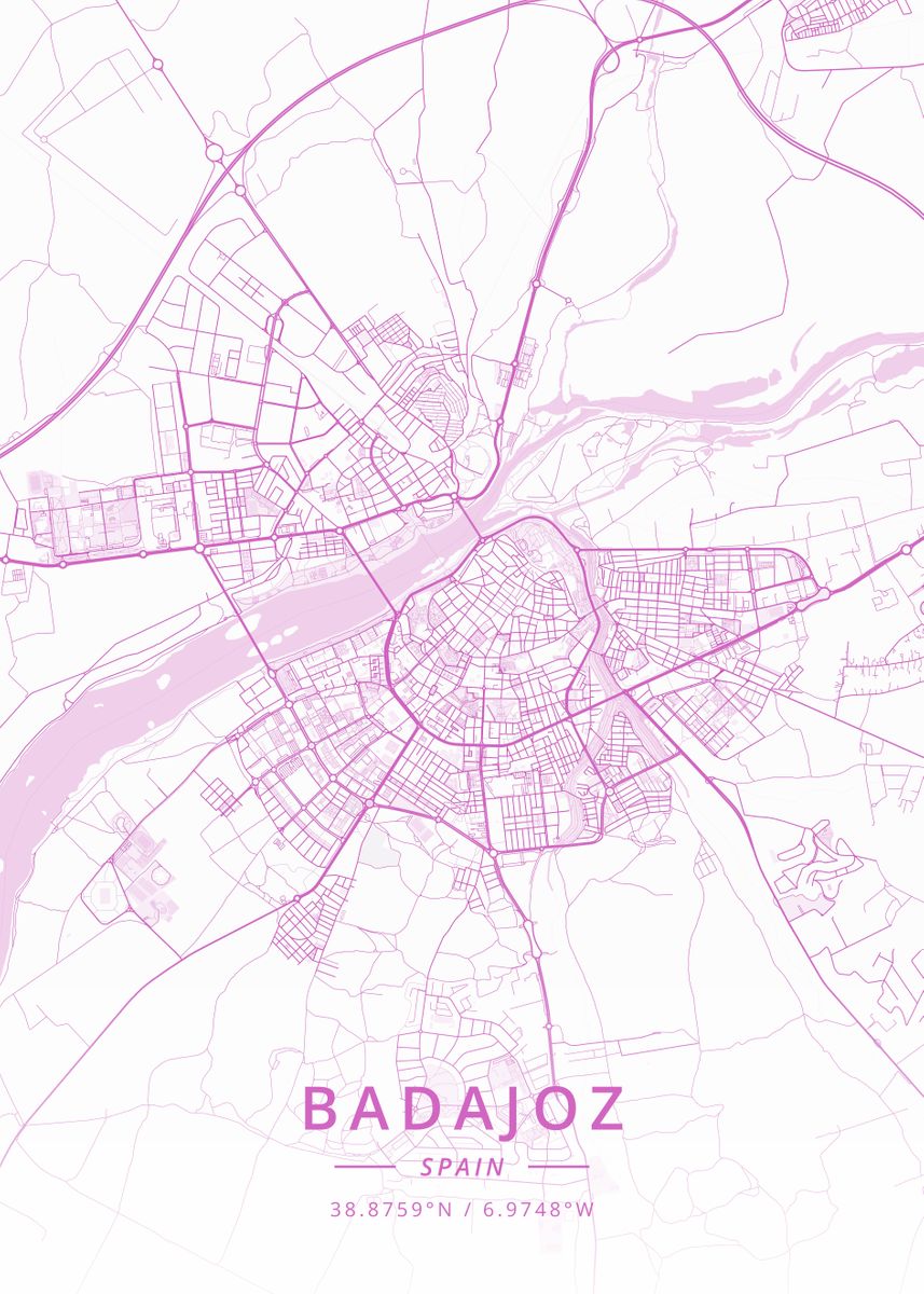 Badajoz Spain Poster By Designer Map Art Displate 