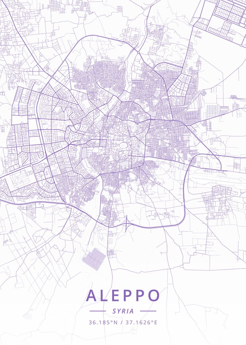 'Aleppo Syria' Poster, picture, metal print, paint by Designer Map Art ...