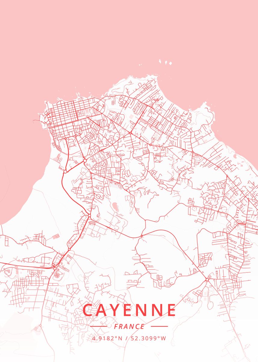 'Cayenne France' Poster by Designer Map Art Displate