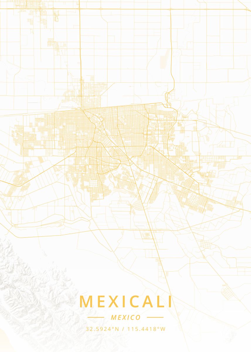 'Mexicali Mexico' Poster by Designer Map Art | Displate